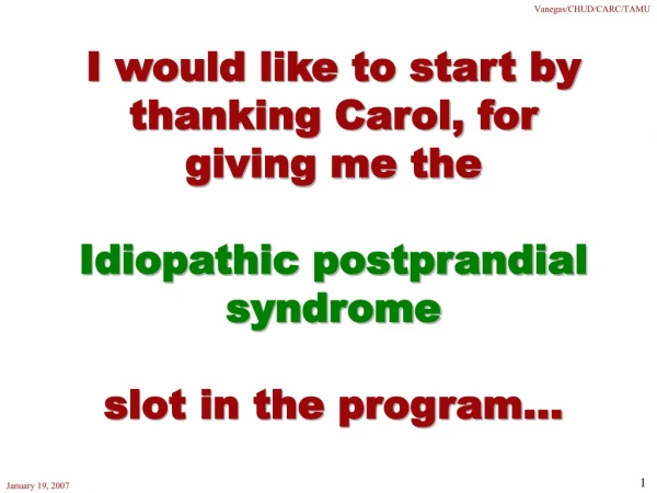 Idiopathic postprandial syndrome