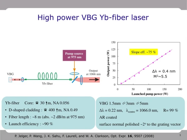 High power VBG Yb-fiber laser