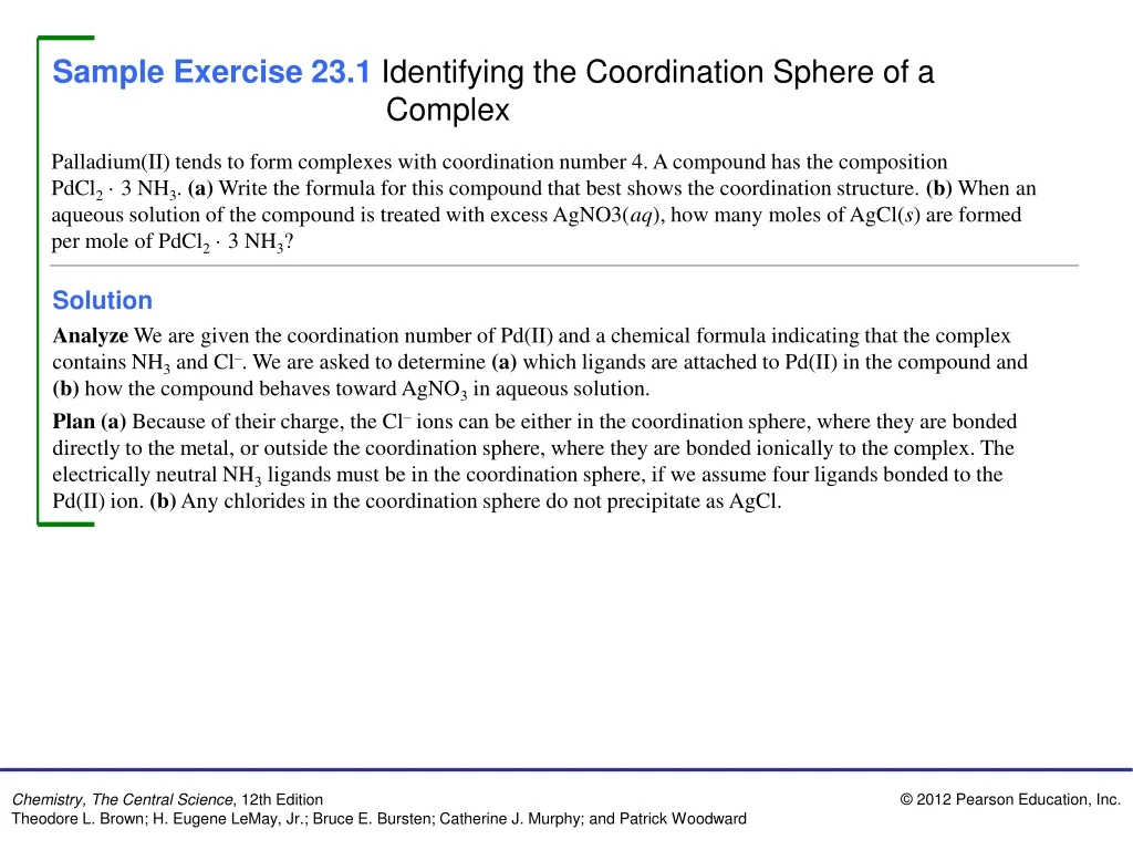 sample exercise 23 1 identifying the coordination