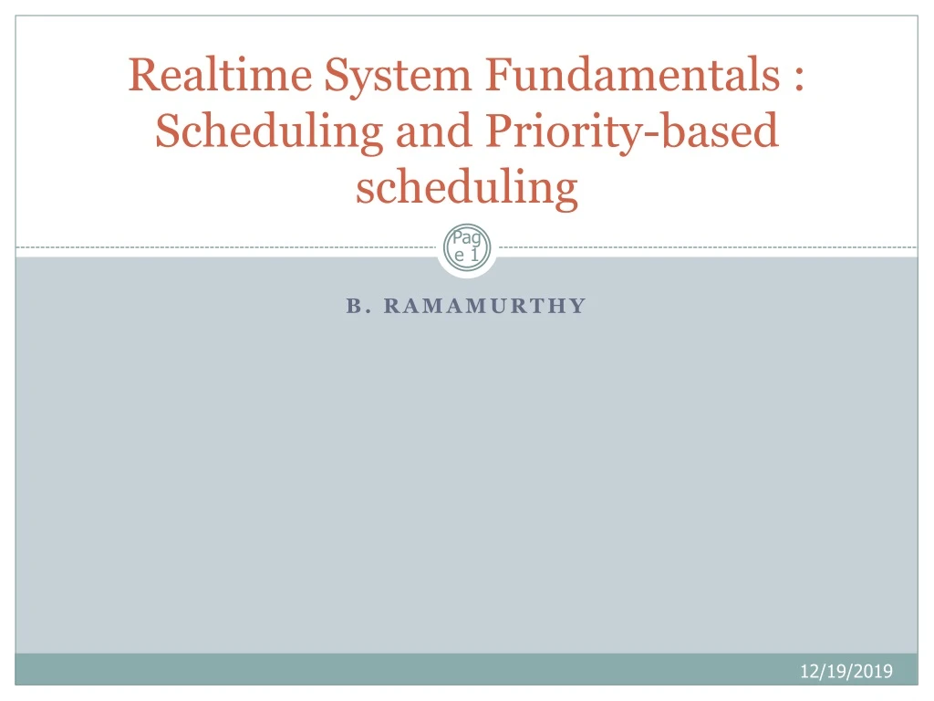 realtime system fundamentals scheduling and priority based scheduling