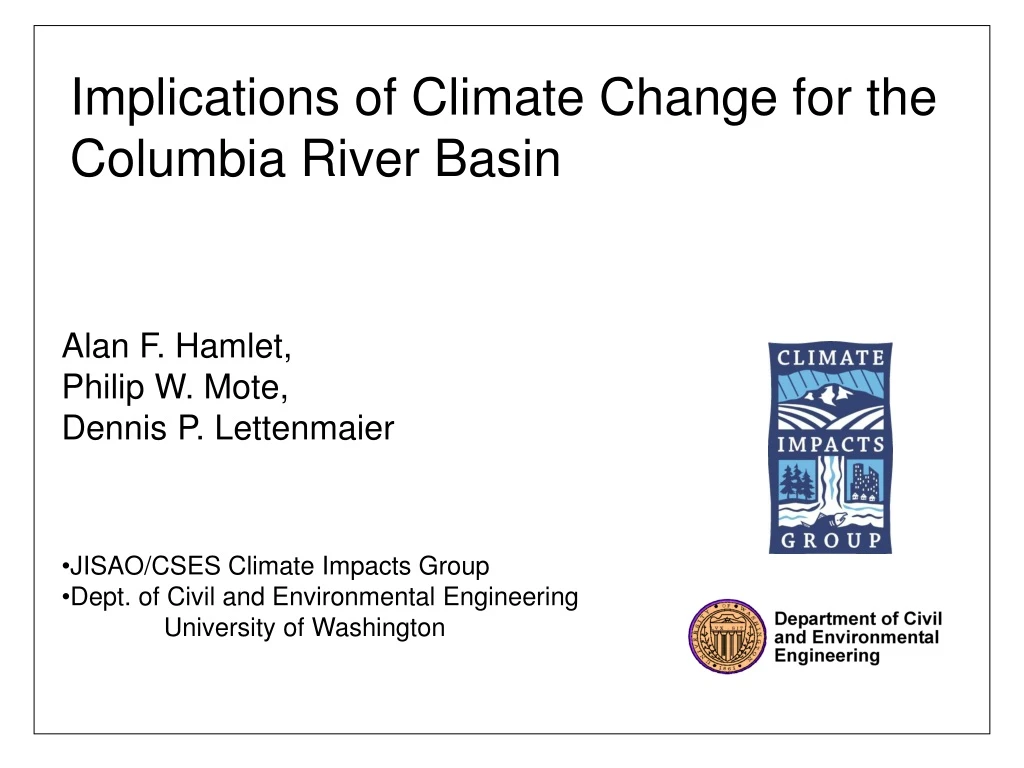 implications of climate change for the columbia