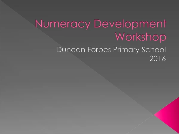 Numeracy Development Workshop