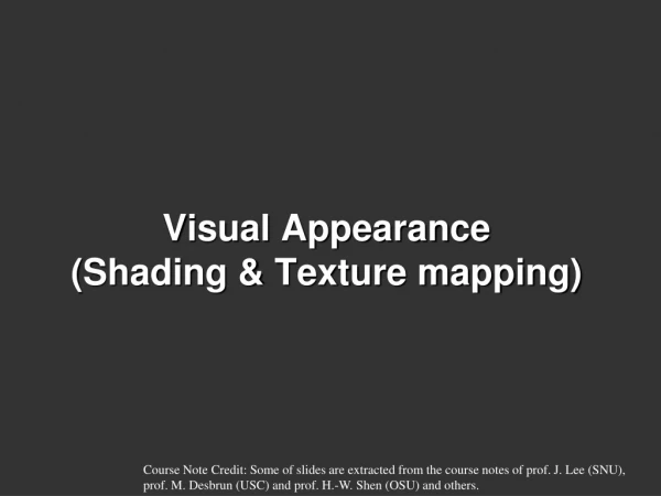 Visual Appearance (Shading &amp; Texture mapping)