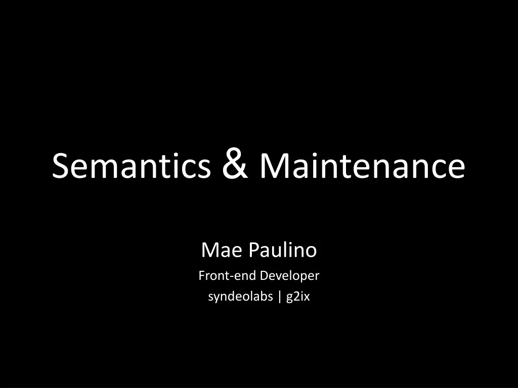 semantics maintenance