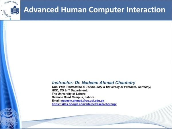 Advanced Human Computer Interaction