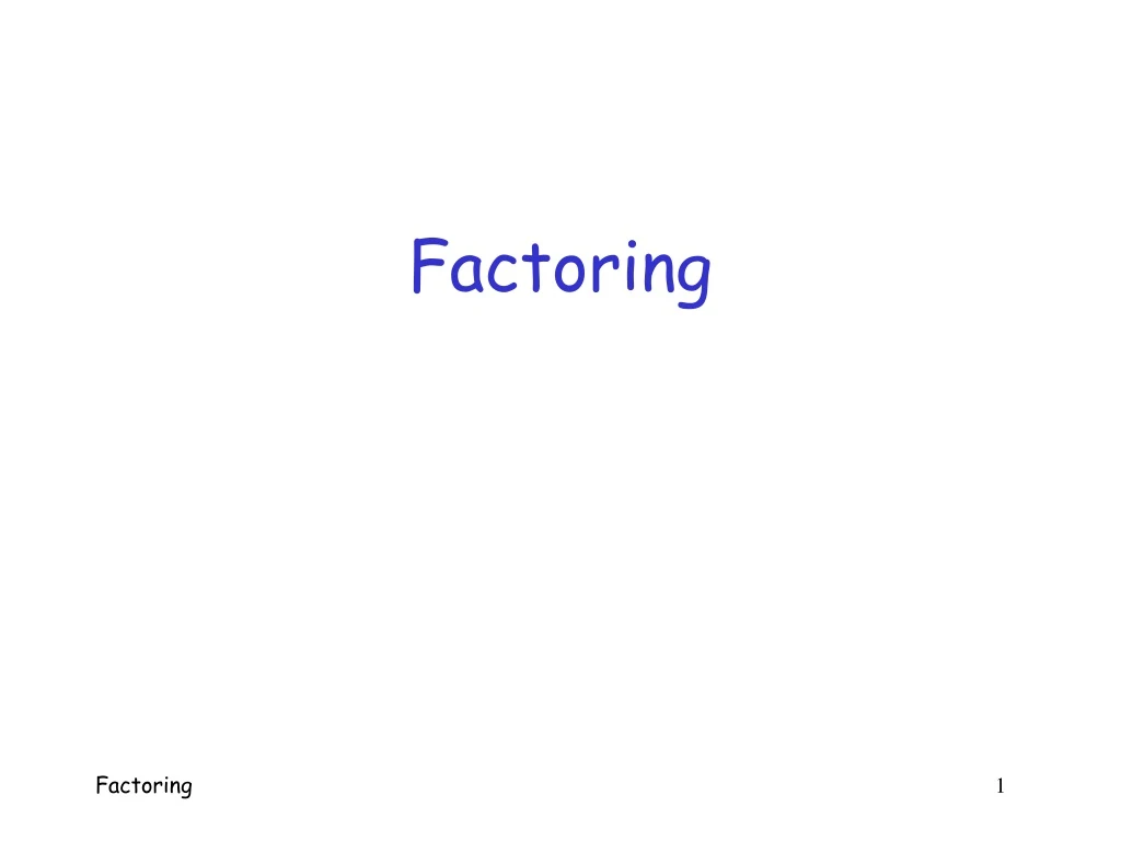 factoring