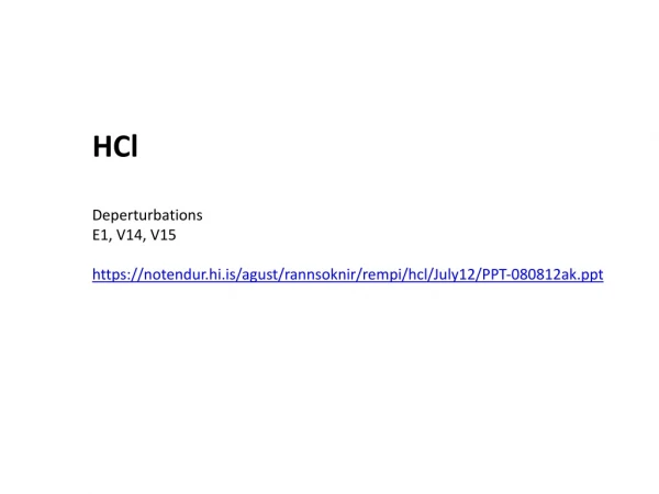 HCl Deperturbations E1, V14, V15
