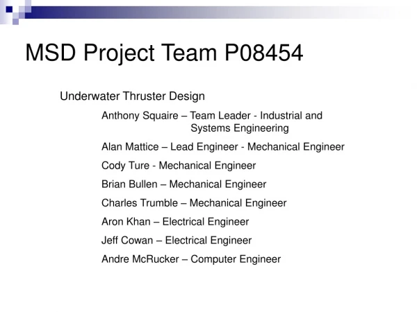 MSD Project Team P08454