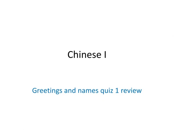 Chinese I
