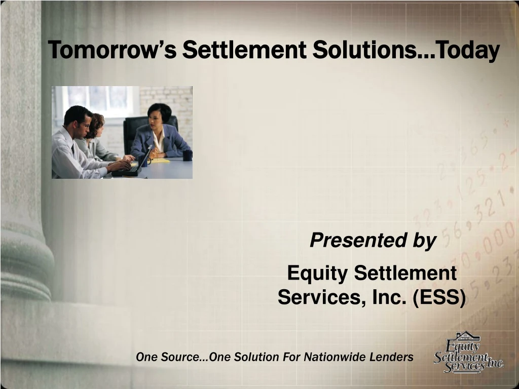 tomorrow s settlement solutions today