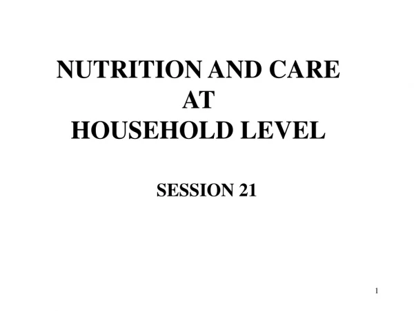 NUTRITION AND CARE  AT  HOUSEHOLD LEVEL