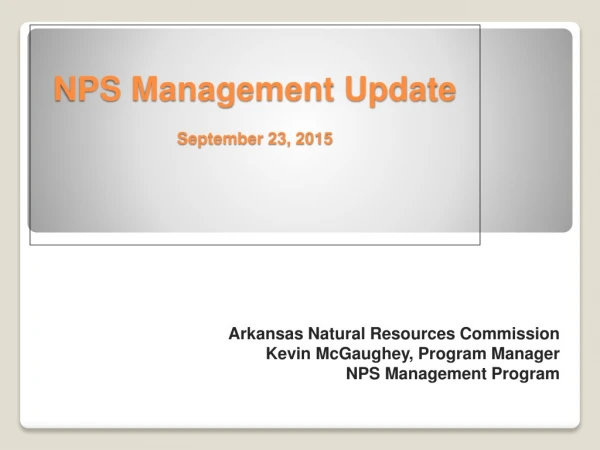 NPS Management Update September 23, 2015