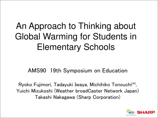 An Approach to Thinking about Global Warming for Students in Elementary Schools