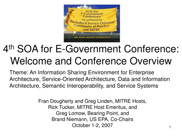 4 th  SOA for E-Government Conference: Welcome and Conference Overview