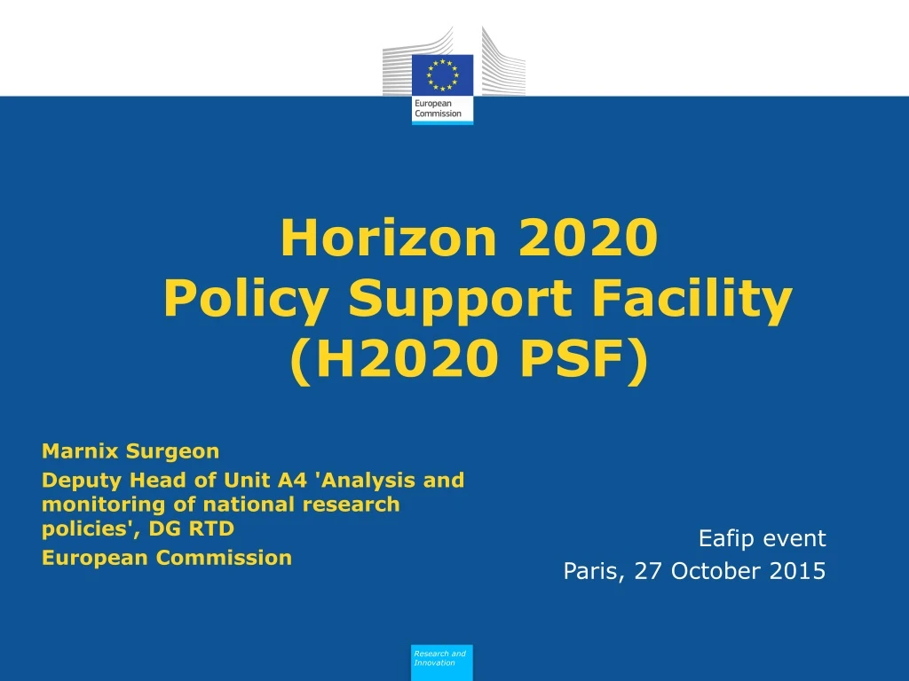 horizon 2020 policy support facility h2020 psf