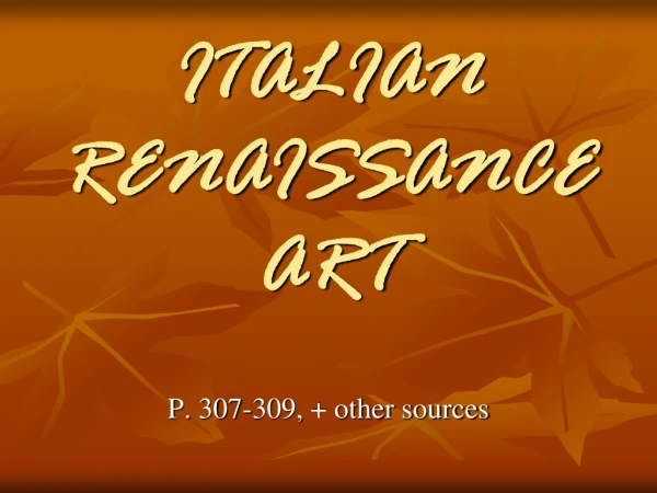 ITALIAN RENAISSANCE ART