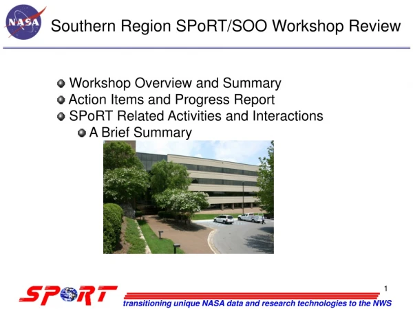 Southern Region SPoRT/SOO Workshop Review