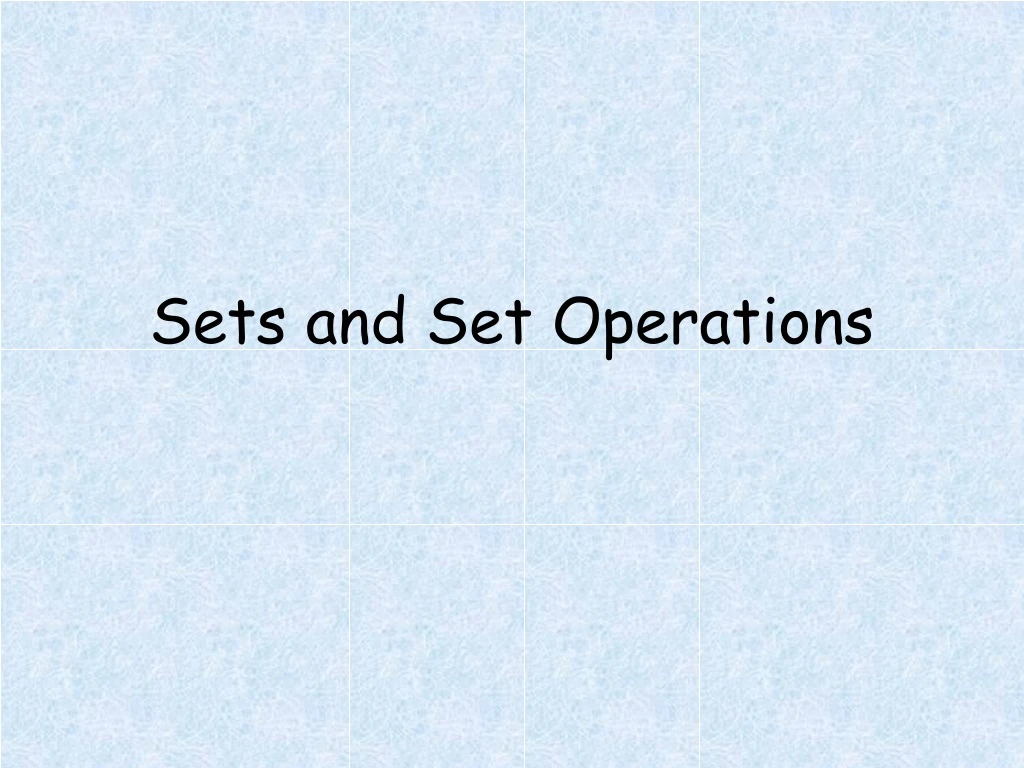 sets and set operations