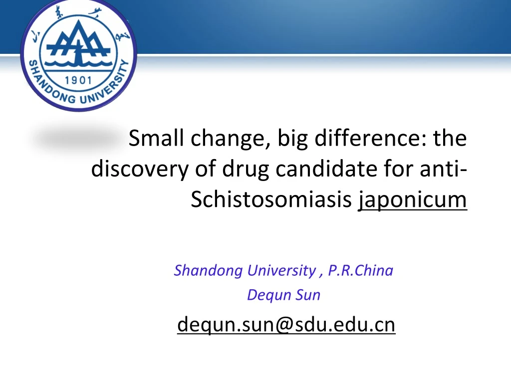 small change big difference the discovery of drug candidate for anti schistosomiasis japonicum