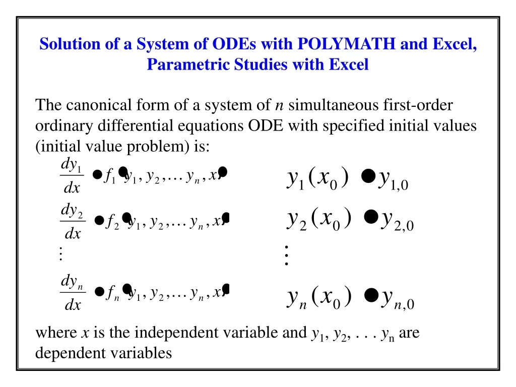 solution of a system of odes with polymath