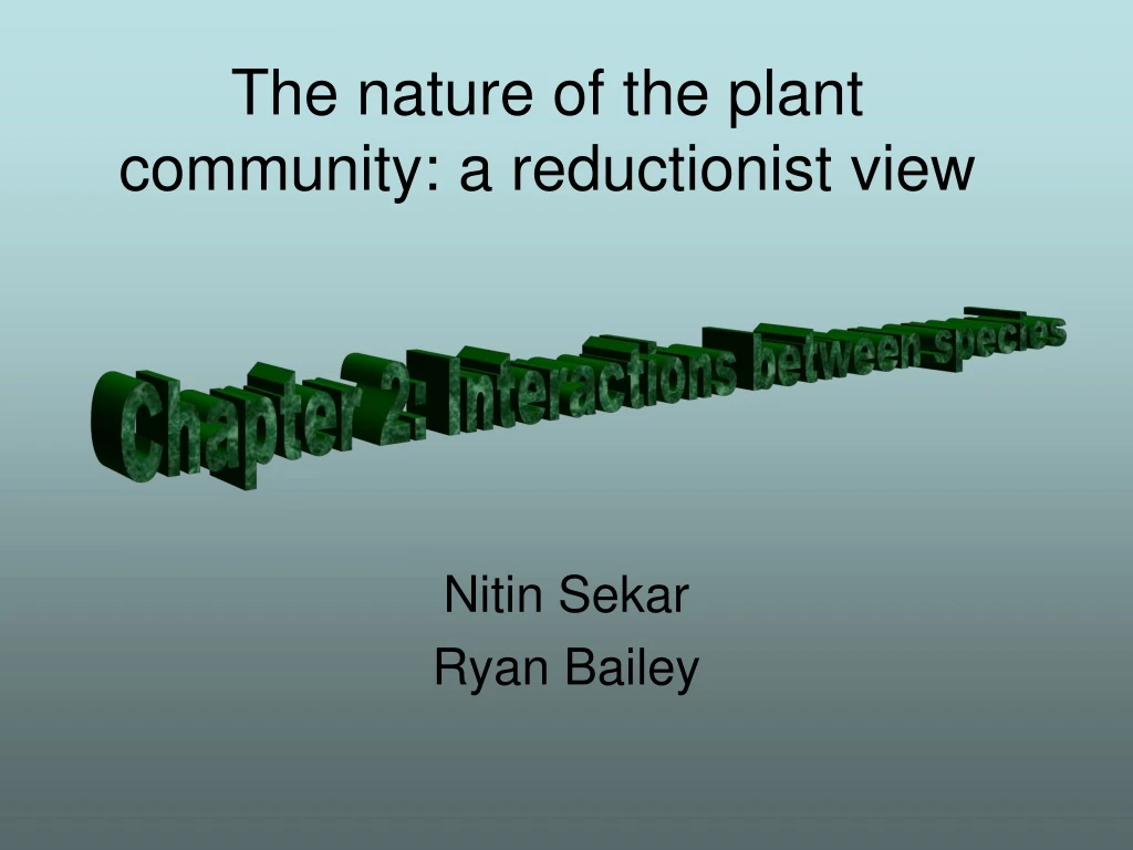 the nature of the plant community a reductionist view
