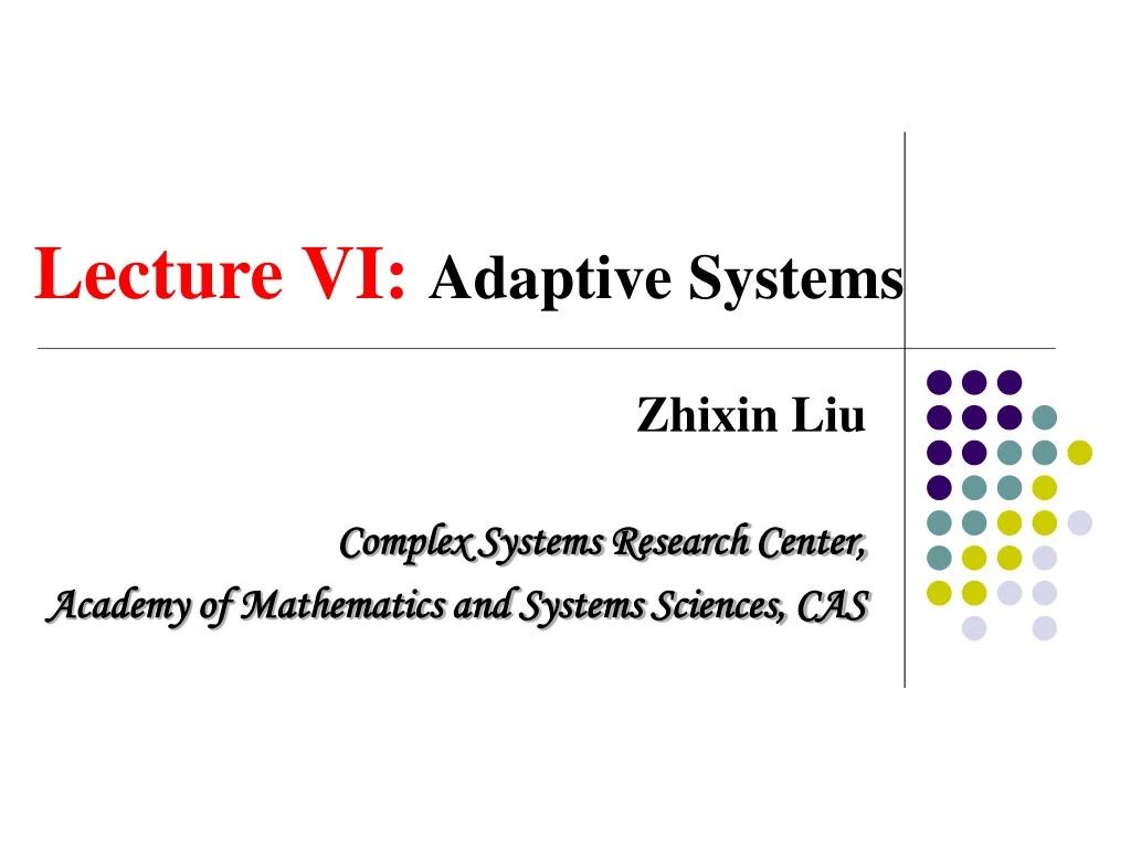 lecture vi adaptive systems