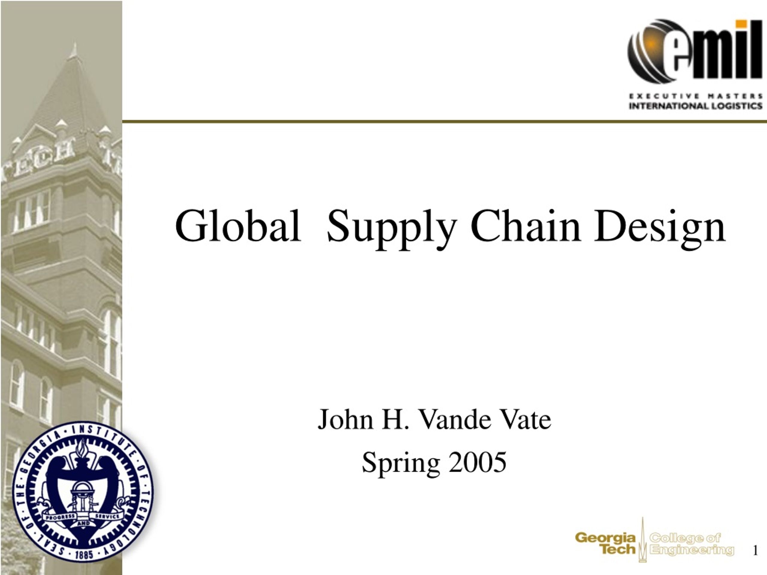 Global  Supply Chain Design - slide 1