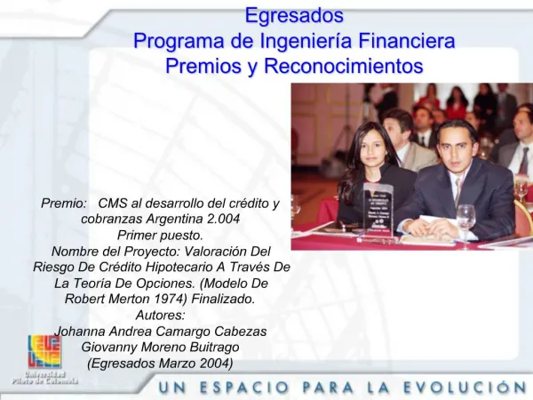 Egresados Programa de Ingenier a Financiera Premios y Reconocimientos