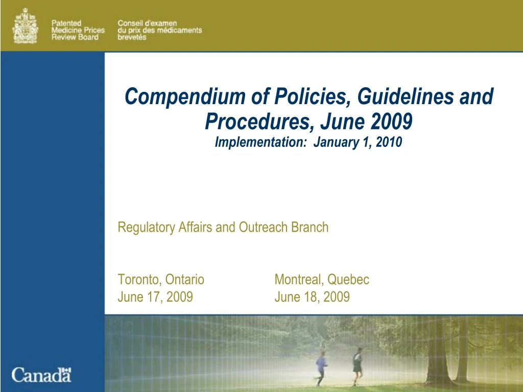 compendium of policies guidelines and procedures june 2009 implementation january 1 2010