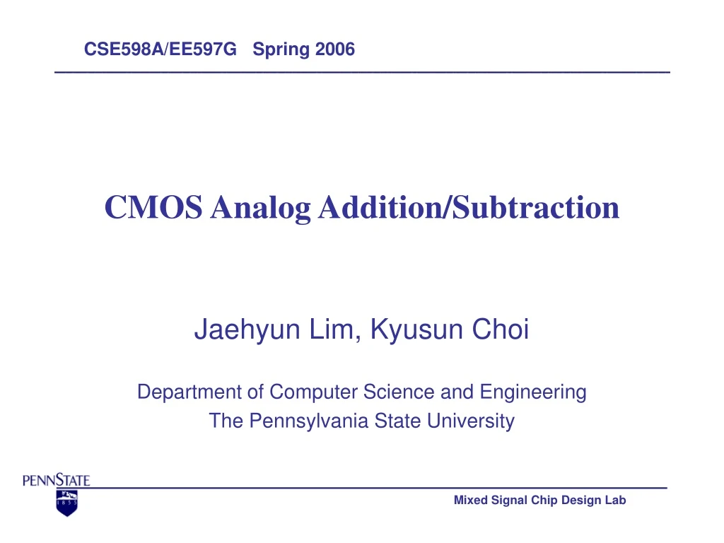 cmos analog addition subtraction