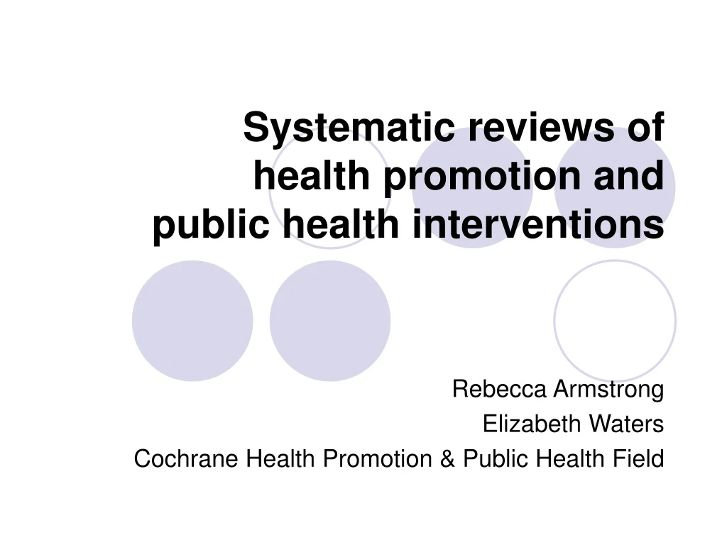 systematic reviews of health promotion and public health interventions