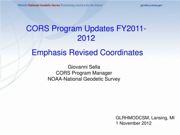 Giovanni Sella CORS Program Manager NOAA-National Geodetic Survey