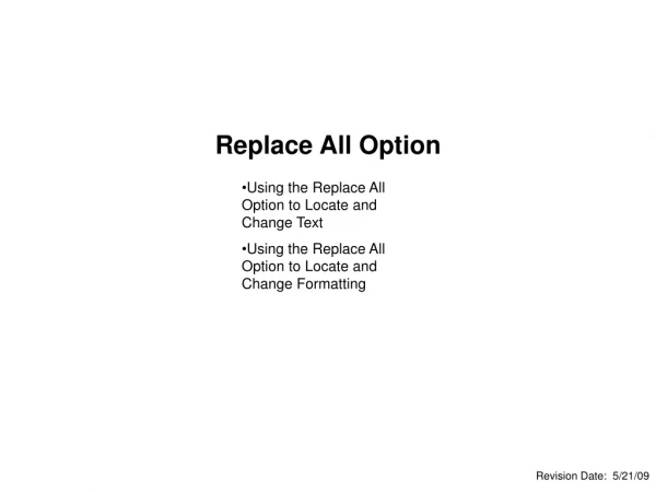 Replace All Option