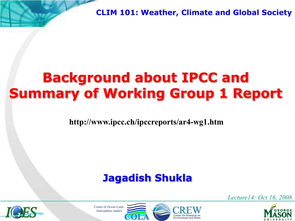 background about ipcc and summary of working group 1 report