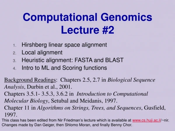 Computational Genomics Lecture #2