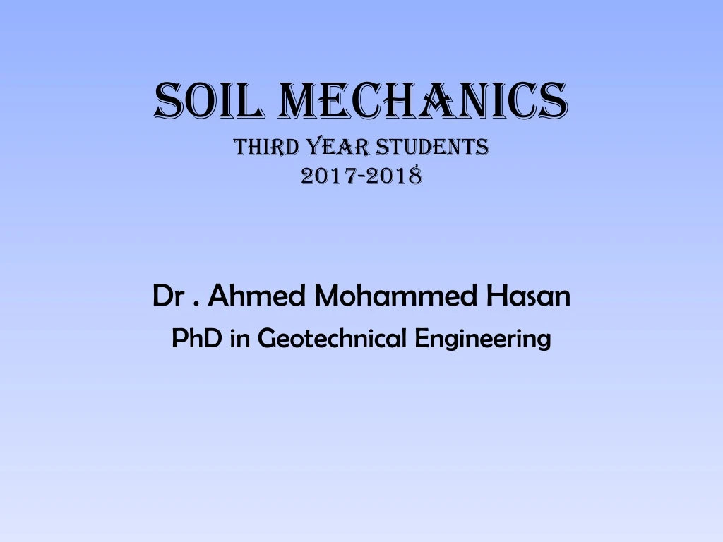 soil mechanics third year students 2017 2018