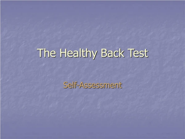 The Healthy Back Test