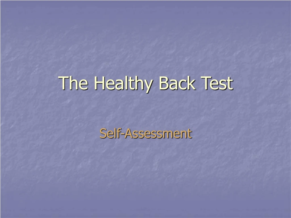 the healthy back test