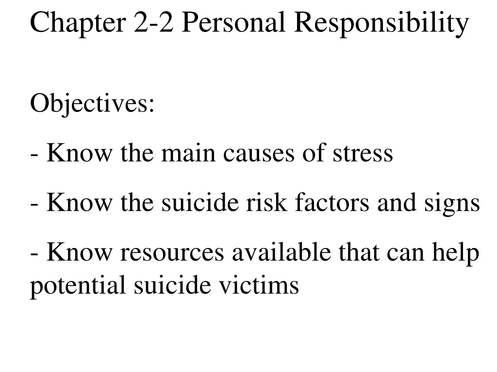 chapter 2 2 personal responsibility objectives