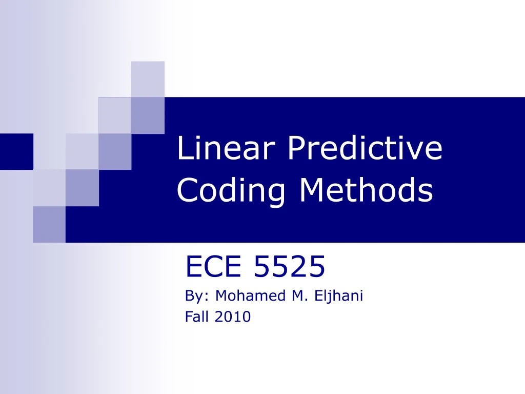 linear predictive coding methods