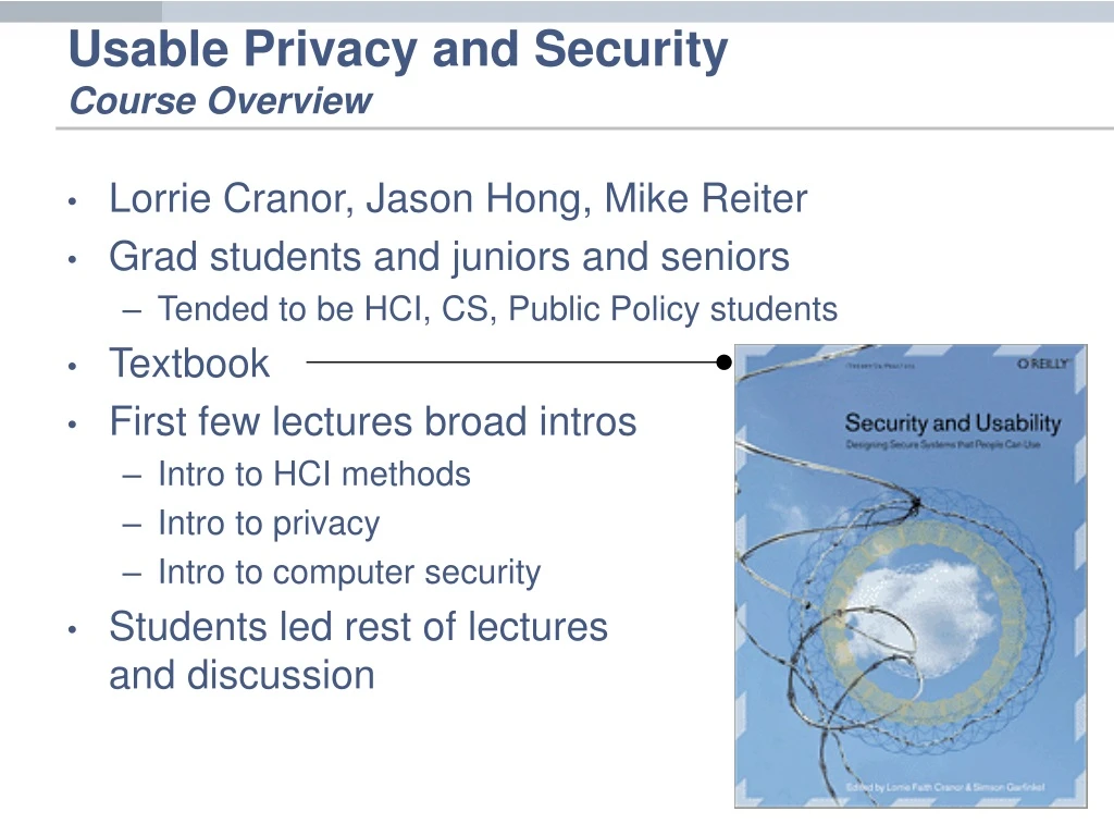 usable privacy and security course overview