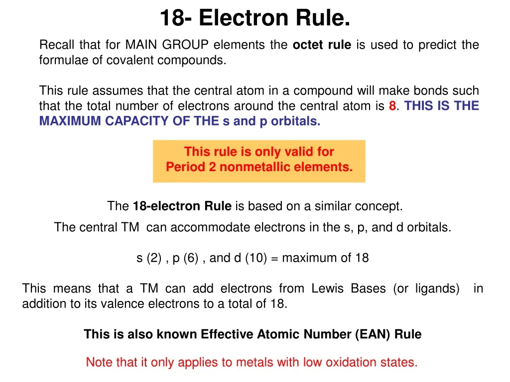 18 electron rule