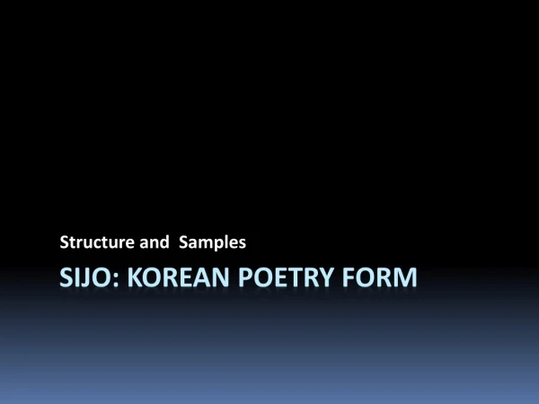 Sijo: Korean Poetry Form