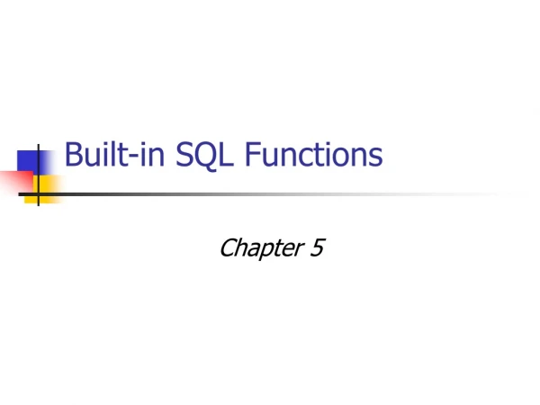 Built-in SQL Functions