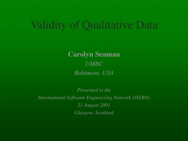 Validity of Qualitative Data