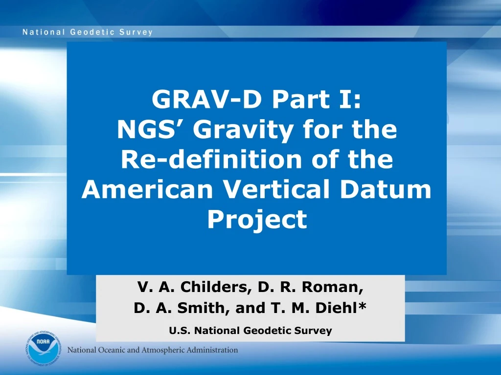 grav d part i ngs gravity for the re definition of the american vertical datum project