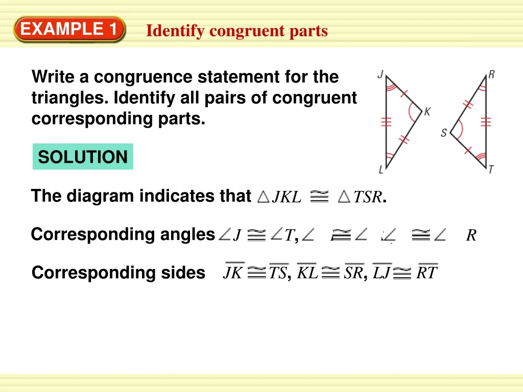 write a congruence statement for the triangles