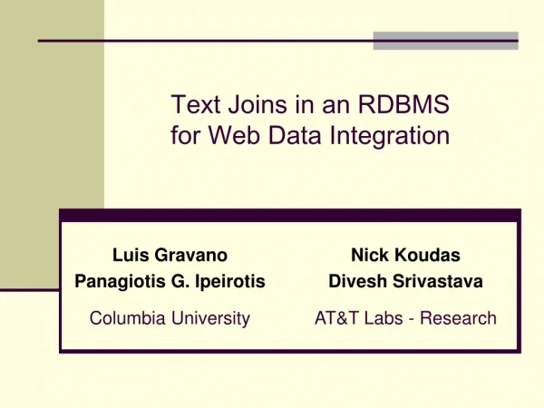 Text Joins in an RDBMS  for Web Data Integration