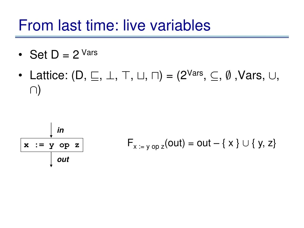 from last time live variables