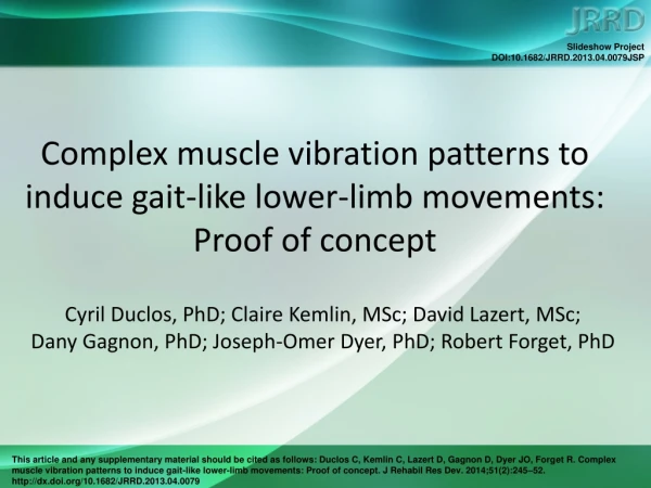 Complex muscle vibration patterns to induce gait-like lower-limb movements: Proof of concept